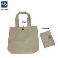 wholesale simple organic cotton folding shopping bag with closure